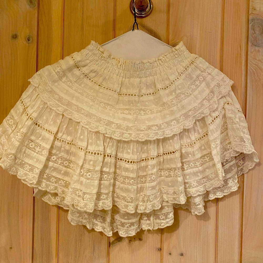 LoveShackFancy Ivory Ruffle Mini Skirt - XS